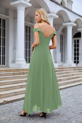 Women's thin strap off the shoulder bridesmaid mopping the floor evening dress 28093