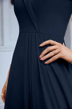 Women's thin strap off the shoulder bridesmaid mopping the floor evening dress 28093 by numbersea
