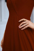Women's thin strap off the shoulder bridesmaid mopping the floor evening dress 28093 by numbersea