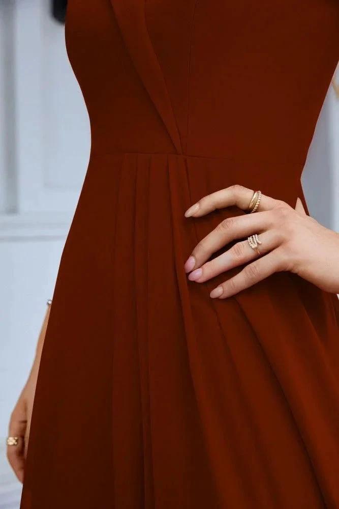 Women's thin strap off the shoulder bridesmaid mopping the floor evening dress 28093 by numbersea