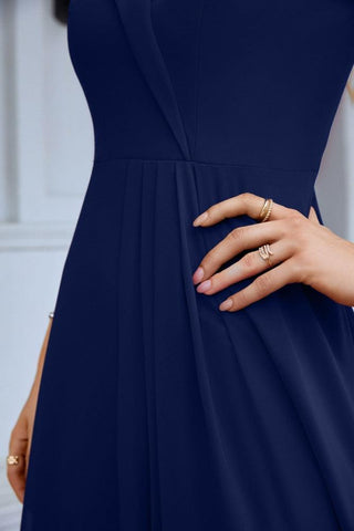 Women's thin strap off the shoulder bridesmaid mopping the floor evening dress 28093