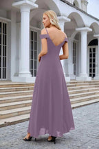Women's thin strap off the shoulder bridesmaid mopping the floor evening dress 28093 by numbersea