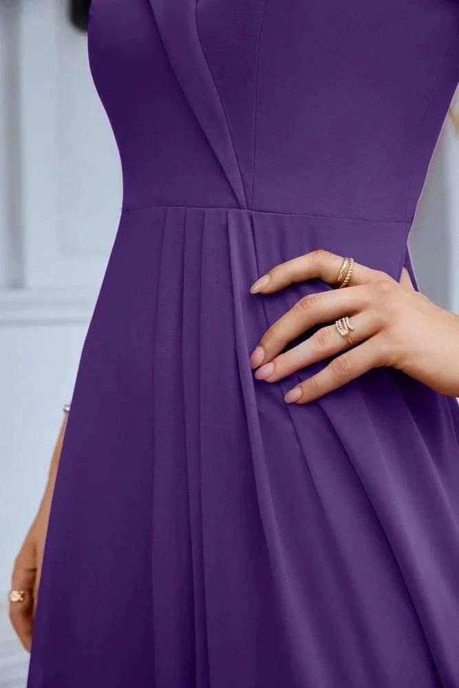 Women's thin strap off the shoulder bridesmaid mopping the floor evening dress 28093 by numbersea