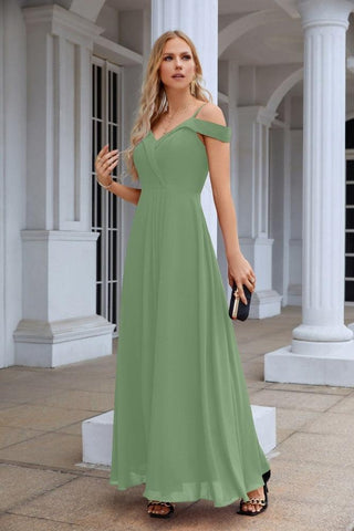 Women's thin strap off the shoulder bridesmaid mopping the floor evening dress 28093