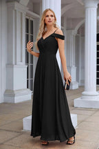 Women's thin strap off the shoulder bridesmaid mopping the floor evening dress 28093 by numbersea