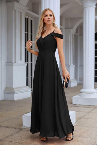 Women's thin strap off the shoulder bridesmaid mopping the floor evening dress 28093