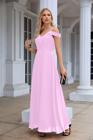 Women's thin strap off the shoulder bridesmaid mopping the floor evening dress 28093