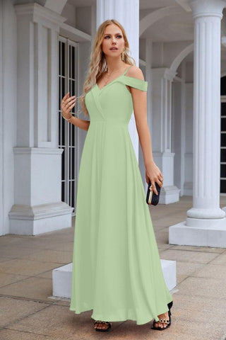 Women's thin strap off the shoulder bridesmaid mopping the floor evening dress 28093