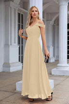 Women's thin strap off the shoulder bridesmaid mopping the floor evening dress 28093 by numbersea
