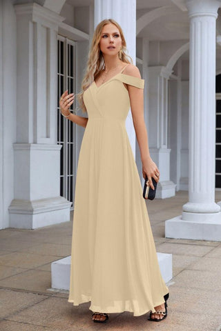 Women's thin strap off the shoulder bridesmaid mopping the floor evening dress 28093