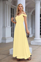 Women's thin strap off the shoulder bridesmaid mopping the floor evening dress 28093 by numbersea