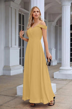 Women's thin strap off the shoulder bridesmaid mopping the floor evening dress 28093 by numbersea