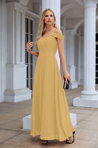 Women's thin strap off the shoulder bridesmaid mopping the floor evening dress 28093