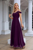Women's thin strap off the shoulder bridesmaid mopping the floor evening dress 28093 by numbersea