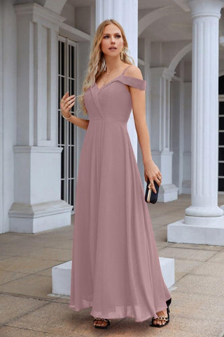 Women's thin strap off the shoulder bridesmaid mopping the floor evening dress 28093