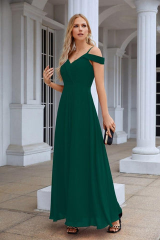 Women's thin strap off the shoulder bridesmaid mopping the floor evening dress 28093
