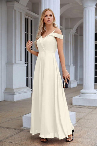 Women's thin strap off the shoulder bridesmaid mopping the floor evening dress 28093