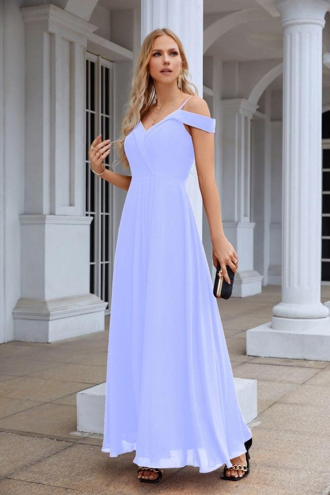 Damen-Abendkleid mit dünnen Trägern, schulterfrei, Brautjungfernkleid, bodenlang, 28093 