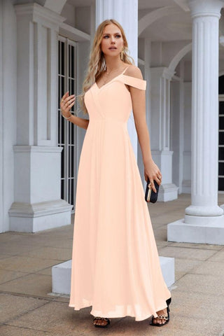 Women's thin strap off the shoulder bridesmaid mopping the floor evening dress 28093