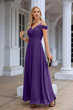 Women's thin strap off the shoulder bridesmaid mopping the floor evening dress 28093 by numbersea