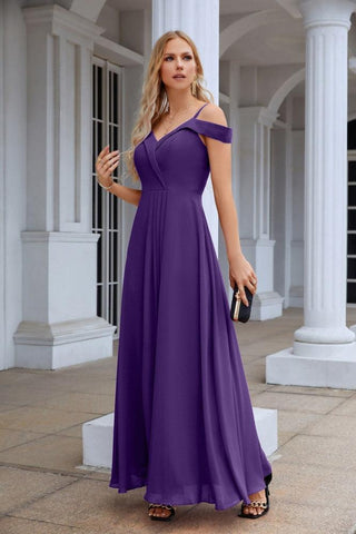 Women's thin strap off the shoulder bridesmaid mopping the floor evening dress 28093
