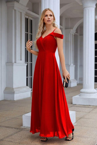 Women's thin strap off the shoulder bridesmaid mopping the floor evening dress 28093