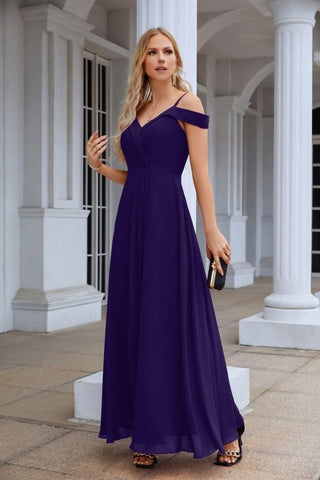 Women's thin strap off the shoulder bridesmaid mopping the floor evening dress 28093