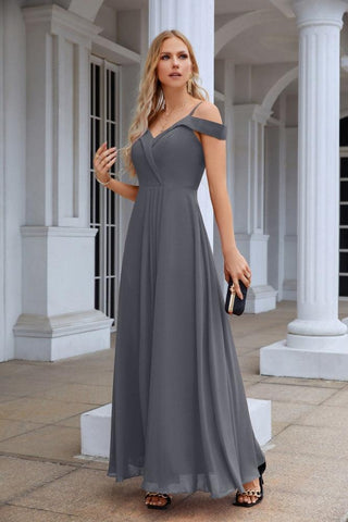 Women's thin strap off the shoulder bridesmaid mopping the floor evening dress 28093