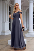 Women's thin strap off the shoulder bridesmaid mopping the floor evening dress 28093 by numbersea