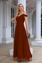 Women's thin strap off the shoulder bridesmaid mopping the floor evening dress 28093 by numbersea