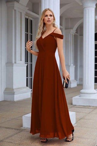 Women's thin strap off the shoulder bridesmaid mopping the floor evening dress 28093
