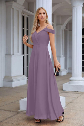 Women's thin strap off the shoulder bridesmaid mopping the floor evening dress 28093