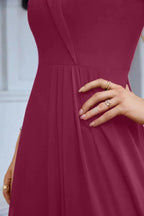 Women's thin strap off the shoulder bridesmaid mopping the floor evening dress 28093 by numbersea