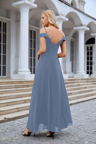 Women's thin strap off the shoulder bridesmaid mopping the floor evening dress 28093