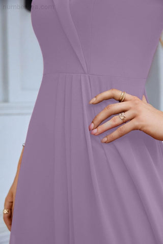 Women's thin strap off the shoulder bridesmaid mopping the floor evening dress 28093