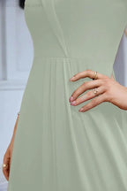 Women's thin strap off the shoulder bridesmaid mopping the floor evening dress 28093 by numbersea