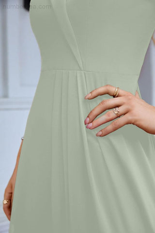 Women's thin strap off the shoulder bridesmaid mopping the floor evening dress 28093