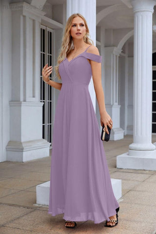 Women's thin strap off the shoulder bridesmaid mopping the floor evening dress 28093