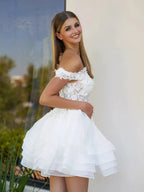 A-Line Lace Organza Appliqued Off-the Shoulder Prom Dress by KissProm