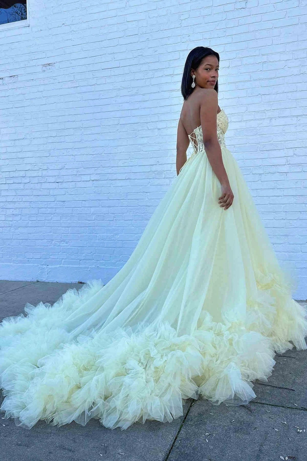 Romy | Red Tulle Appliques Sweetheart Ruffle Long Prom Dress by KissProm