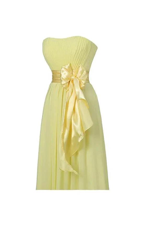 Yellow Sweetheart Bridesmaid Chiffon Prom Dresses Long Evening Gowns BD007 by pgmdress