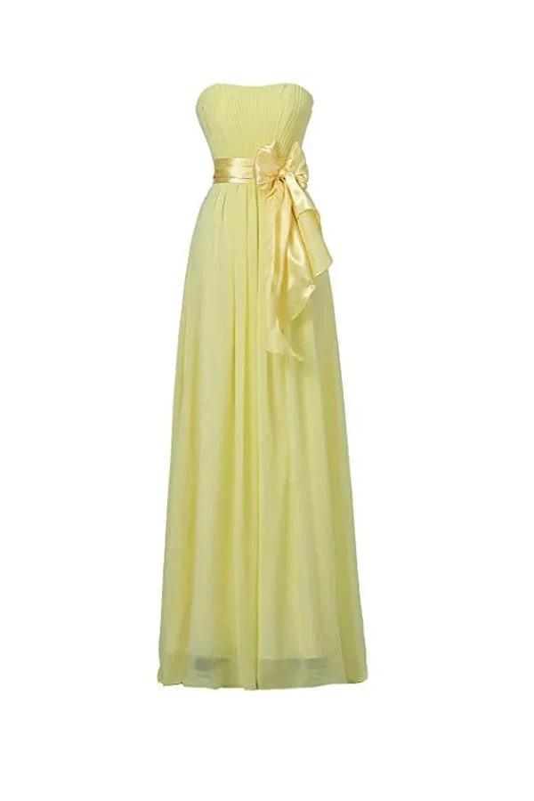 Yellow Sweetheart Bridesmaid Chiffon Prom Dresses Long Evening Gowns BD007 by pgmdress