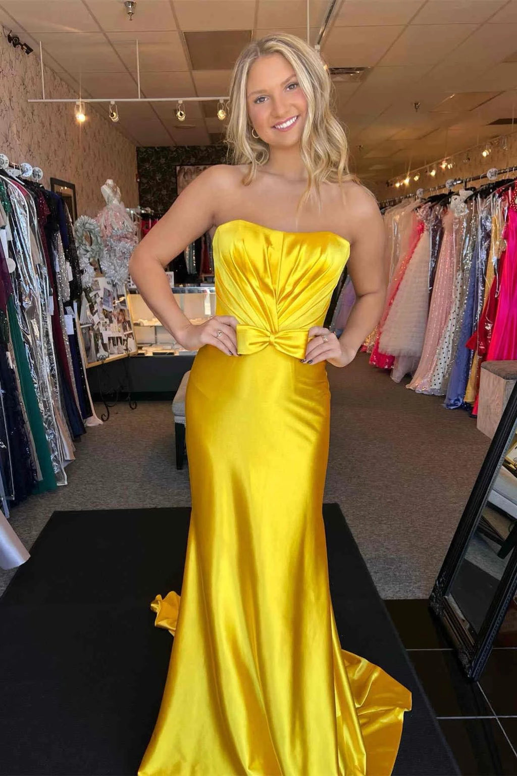 Penny | Red Strapless Bow Mermaid Long Prom Dress by KissProm