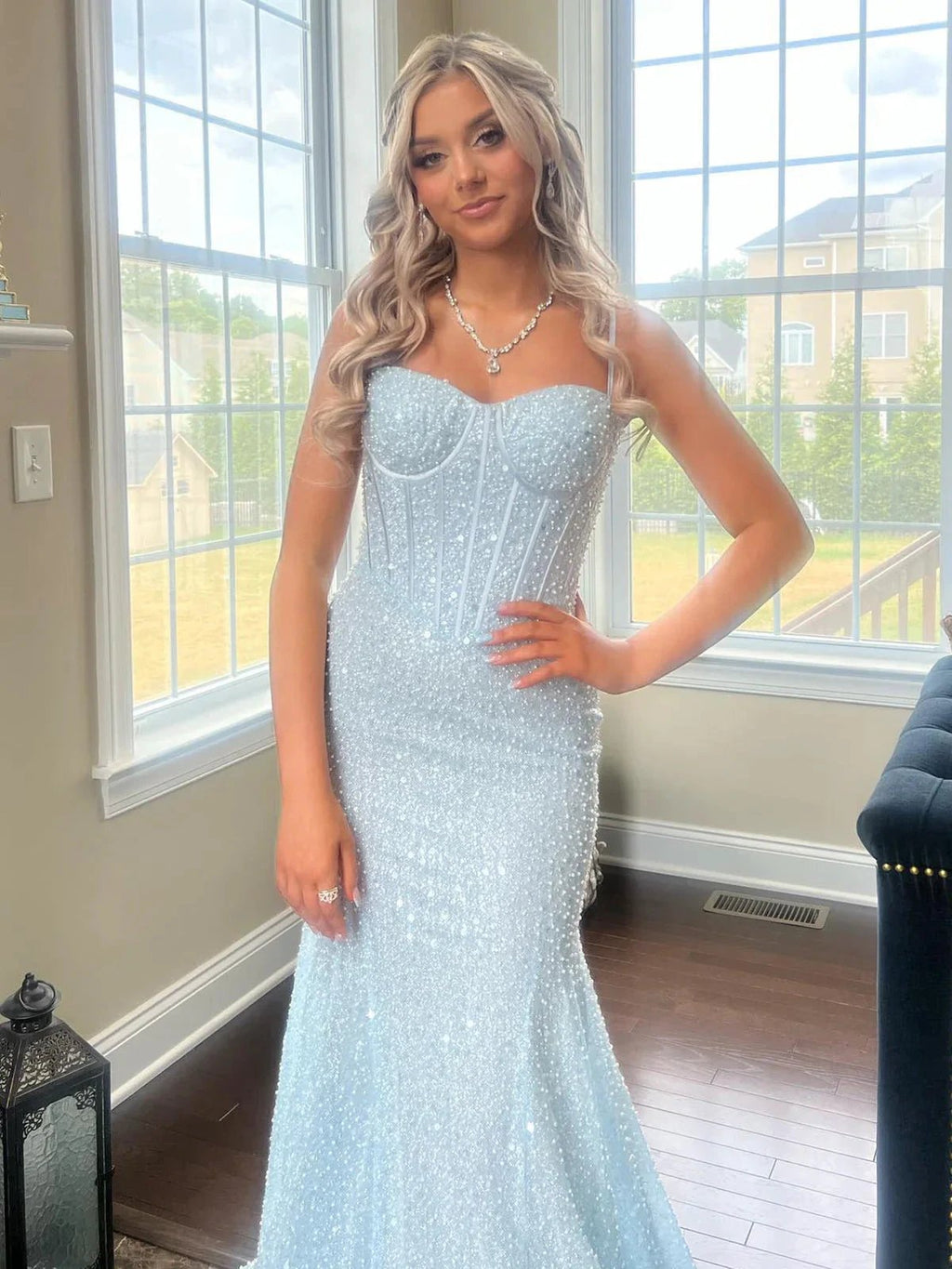 Yoshi | Mermaid Sweetheart Sky Blue Sequins Prom Dresses by KissProm