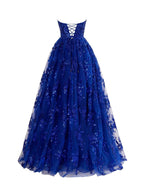A Line Strapless Pleating Long Prom Dress With Applique by KissProm