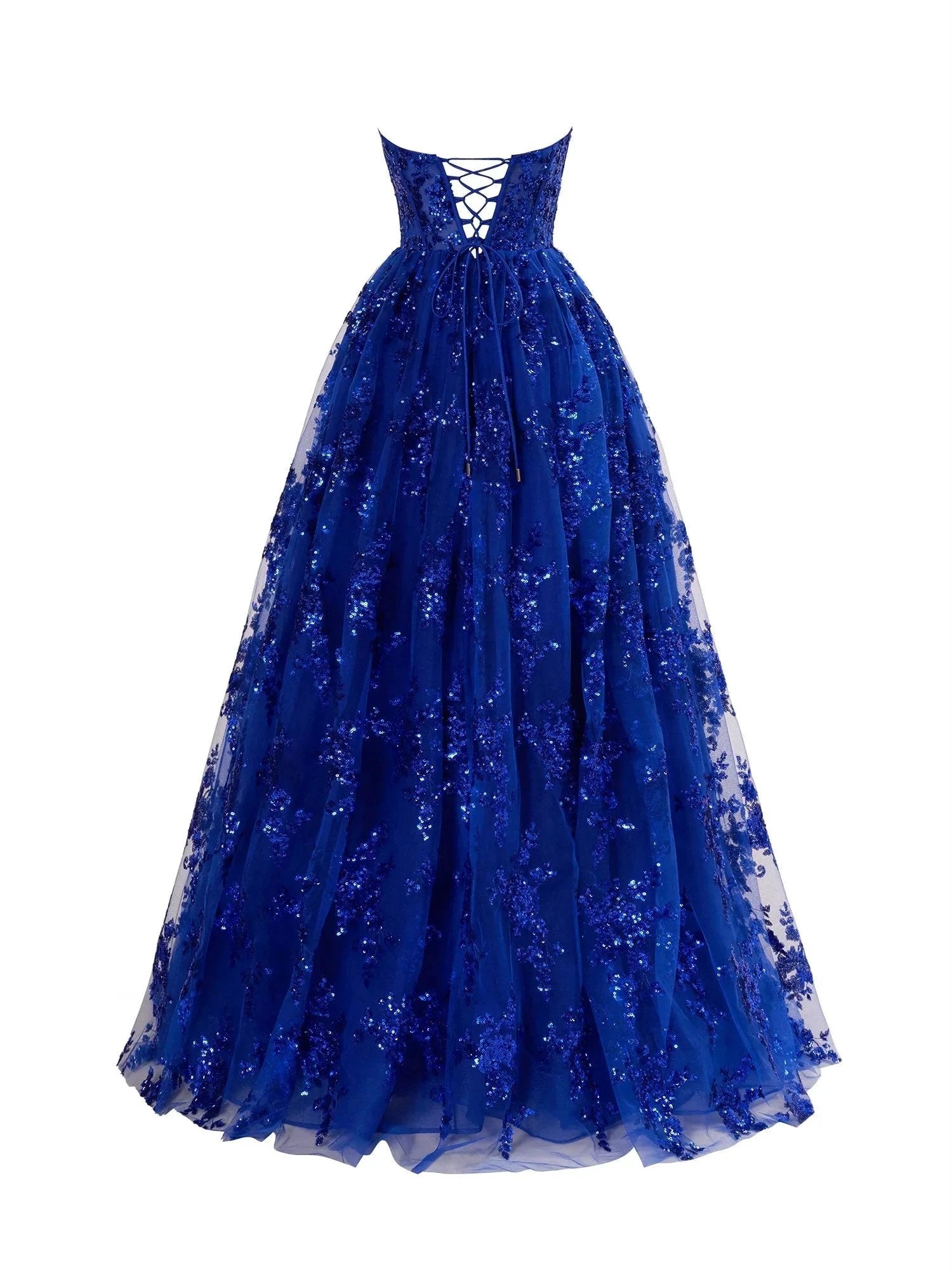 A Line Strapless Pleating Long Prom Dress With Applique by KissProm