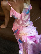 Zaylee | Yellow Spaghetti Straps Mermaid Long Prom Dress with Ruffles by KissProm